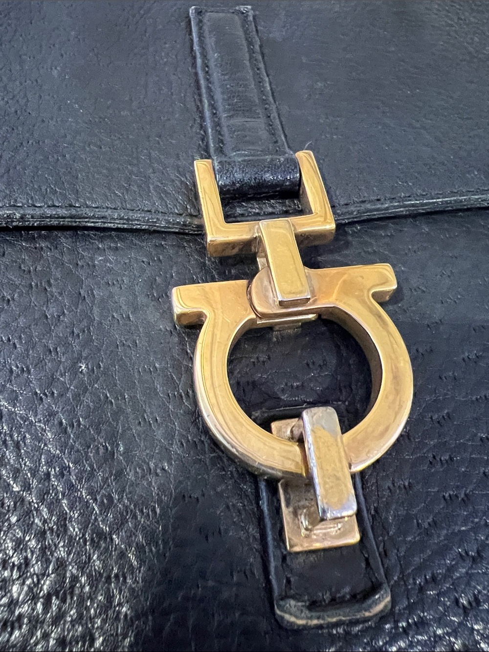 Salvatore Ferragamo Black Leather Shoulder Bag with Gold Hardware - Picture 8 of 11